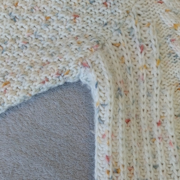 Hollister Wool Blend Cream Cable Knit Speckled Confetti Sweater Cozy Multicolor - Picture 9 of 11